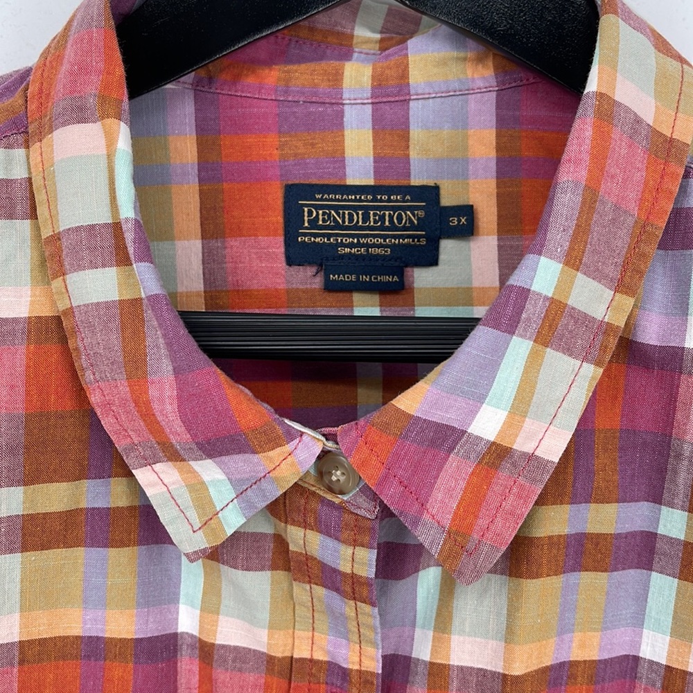 Pendleton Button Down Shirt Womens 3x Pastel Plai… - image 3